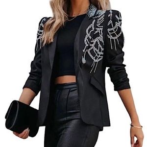 A. Peach Black Blazer with Rhinestones